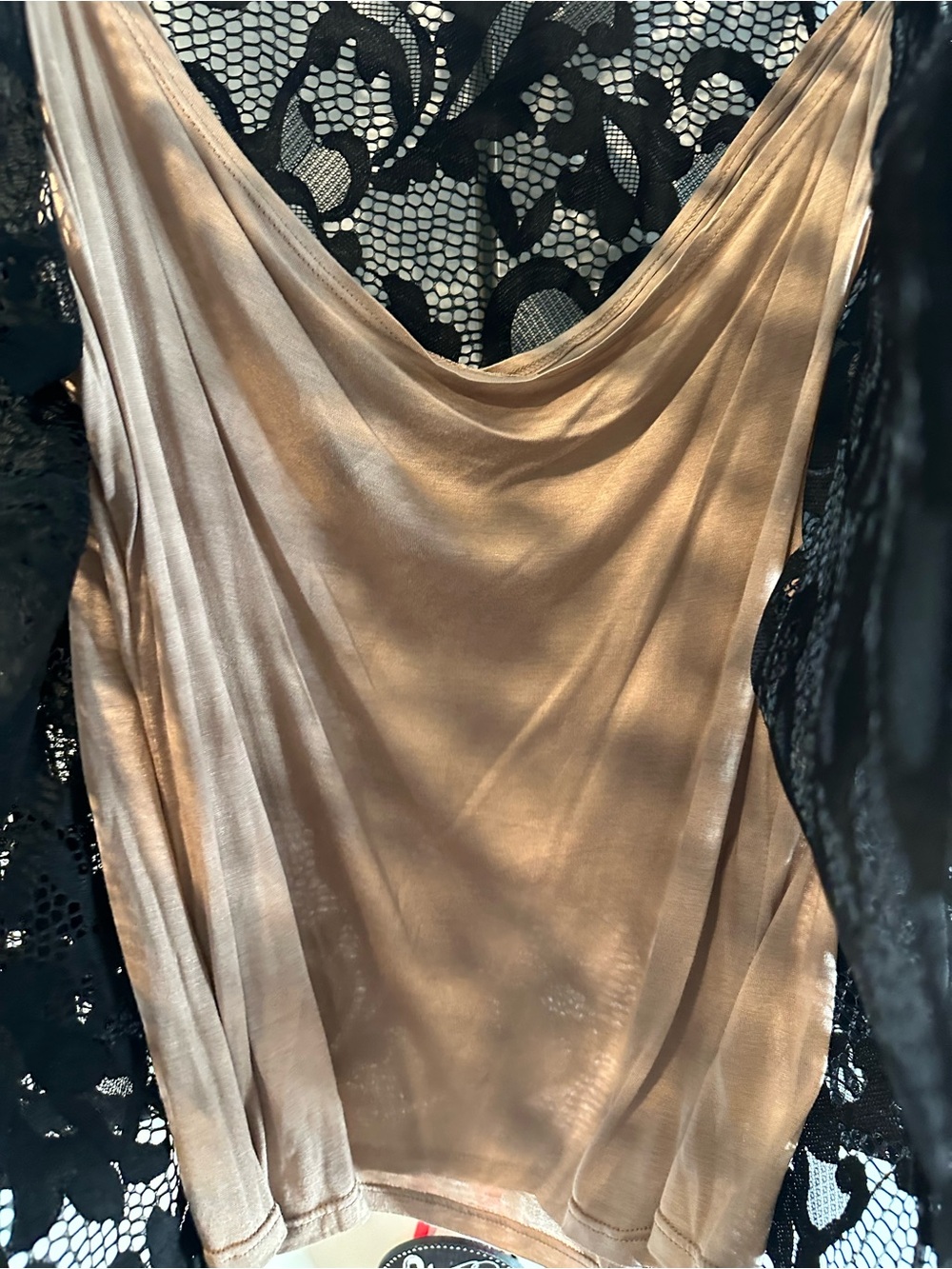 INC International Concepts NWT Deep Black Lace Nude 3X Blouse - Picture 5 of 9